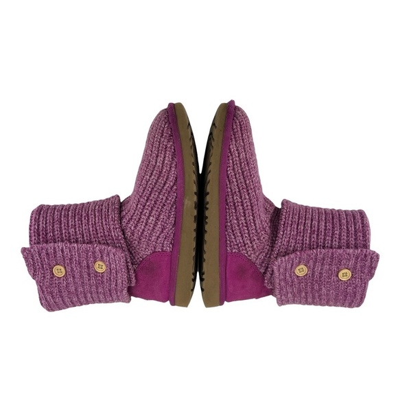 UGG Purple Cardy Sweater Knit Button Boots Size 3 Girl’s - Picture 7 of 11